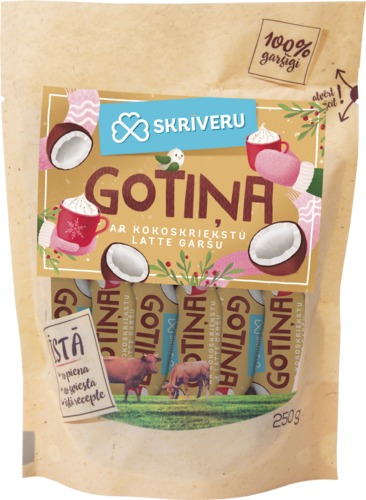 Piena konfekte „Skrīveru Gotiņa“  ar kokosriekstu lattes garšu 250g
