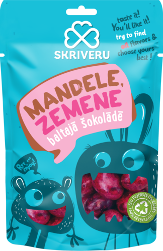 Mandele - zemene baltajā šokolādē 120g