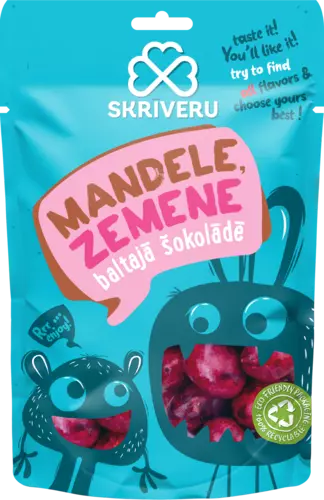 Mandele - zemene baltajā šokolādē 120g