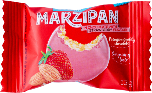 Marcipāns šokolādē ar zemeņu garšu 1kg