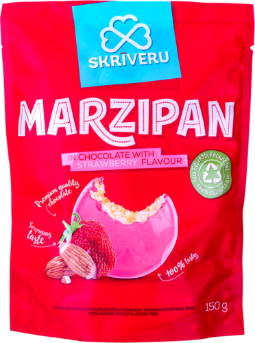 Marcipāns šokolādē ar zemeņu garšu 150g