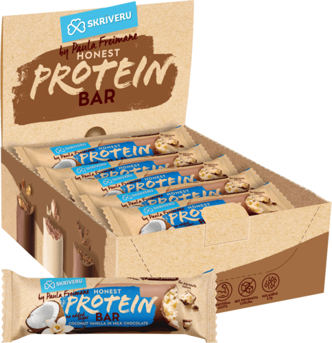 Kokosriekstu - vaniļas proteīna batoniņš piena šokolādē 45g x 15gab
