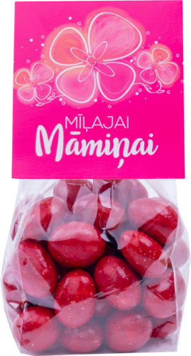 Mandele-zemene baltajā šokolādē ar Māmiņdienas uzliku
