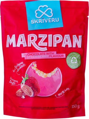 Marcipāns šokolādē ar zemeņu garšu