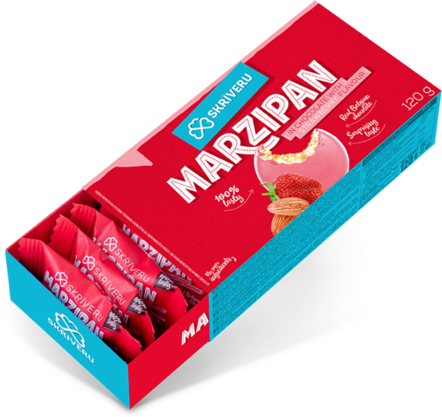 Marcipāns šokolādē ar zemeņu garšu 120g